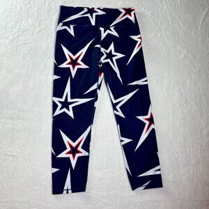 Fabletics Star Print High Rise 7/8 Leggings Navy‎ Red White Womens Large